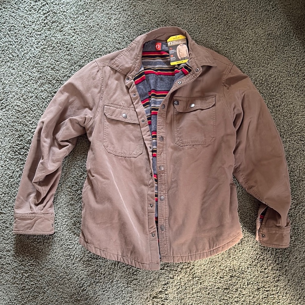 Brown Military Field Jacket with Red Accents